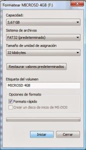 formateando sd