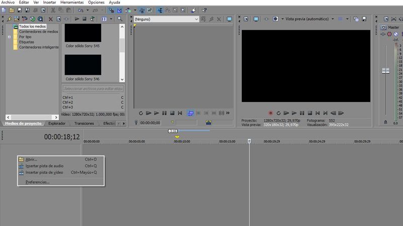 Añadir pistas de audio y video en Sony Vegas